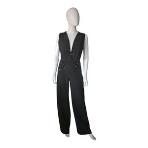 MARCELL VON BERLIN | Crystal Embellished Black Evening Jumpsuit | NWT | US 4
